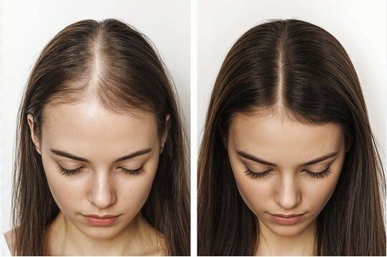 Hair treatment before and after — hair density and growth